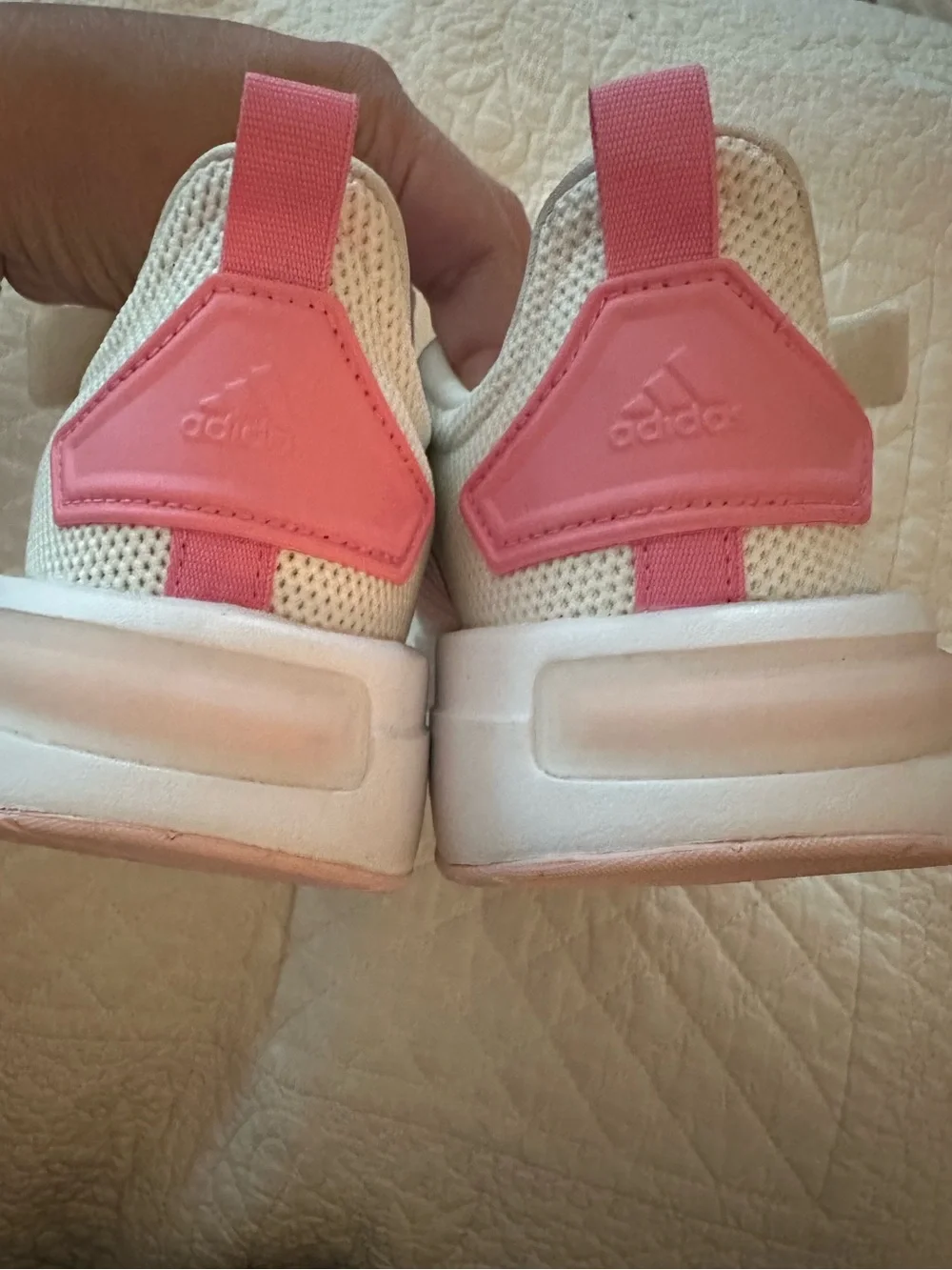 adidas Kids Mesh Sneakers in Cream & Pink
